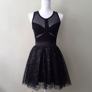 Black Sequin Flare Tulle Party Dress